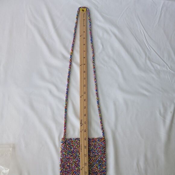 Beaded Small Crossbody Bag Purse Cell Phone Holder Seed Beads Fringe 7.5x5" - Picture 6 of 7